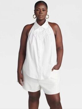 KBB by KAHLANA Women 'The Halter Shirt' - White 1X